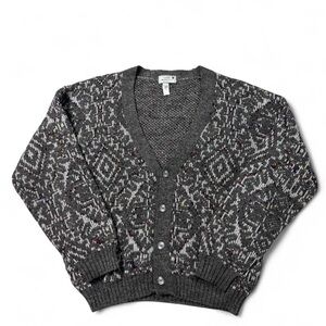 VTG Gianni Mannucci acrylic wool blend multicolor cardigan sweater L made Italy